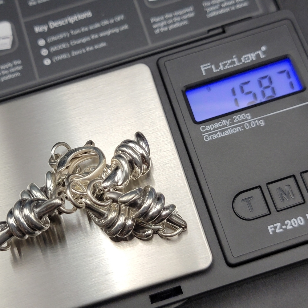 NWOT 925 Sterling Silver Twisted Link Polished Electroform Bracelet Size 6.75 - Picture 4 of 7